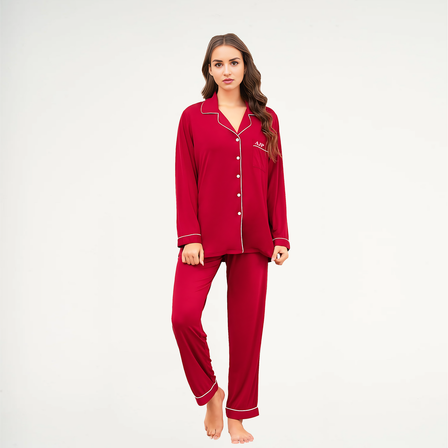 Bamboo Long Pyjama Set - Red