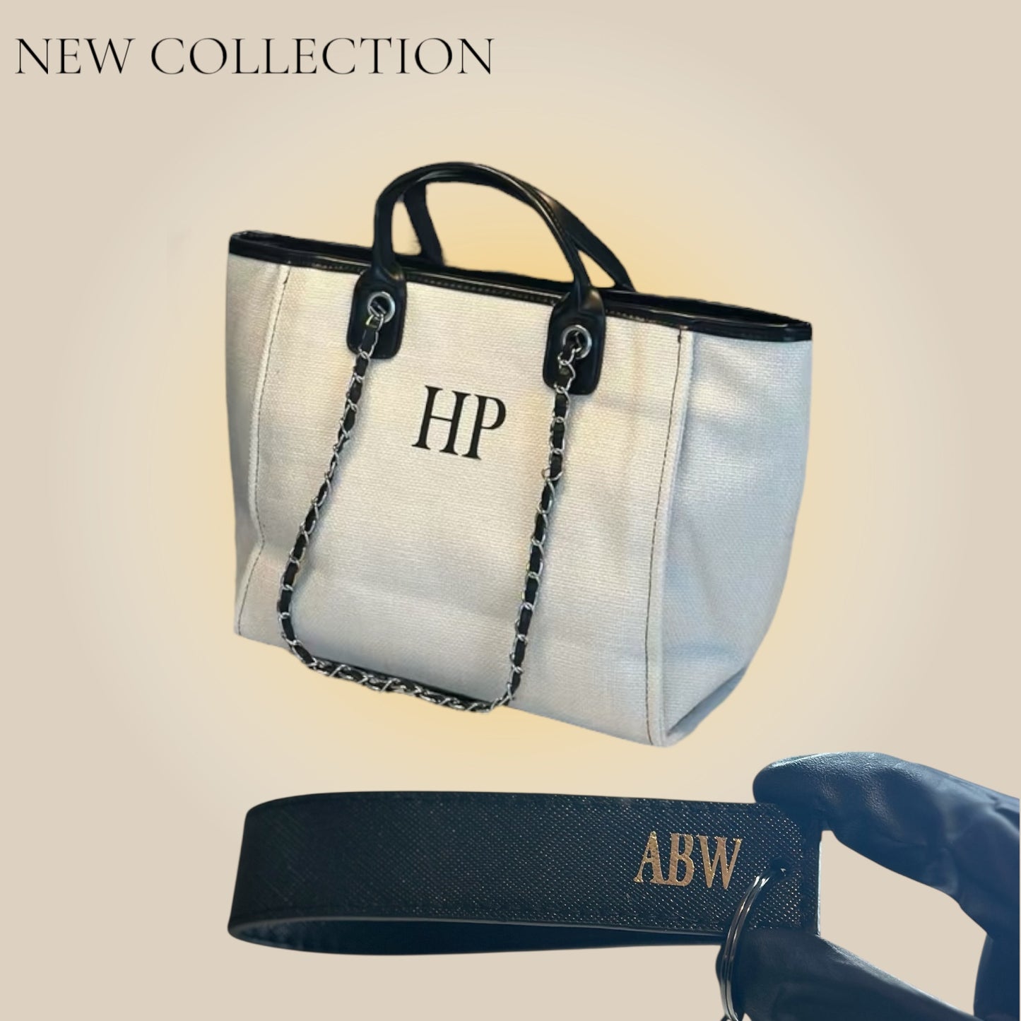 The On-the-Go Set - Cream + All Black Wristlet