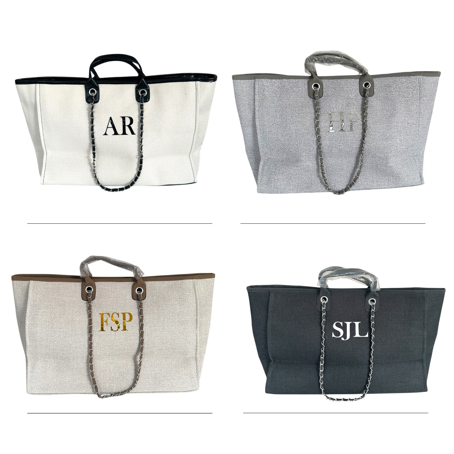 Personalised Large Totebag Handbag With Initials