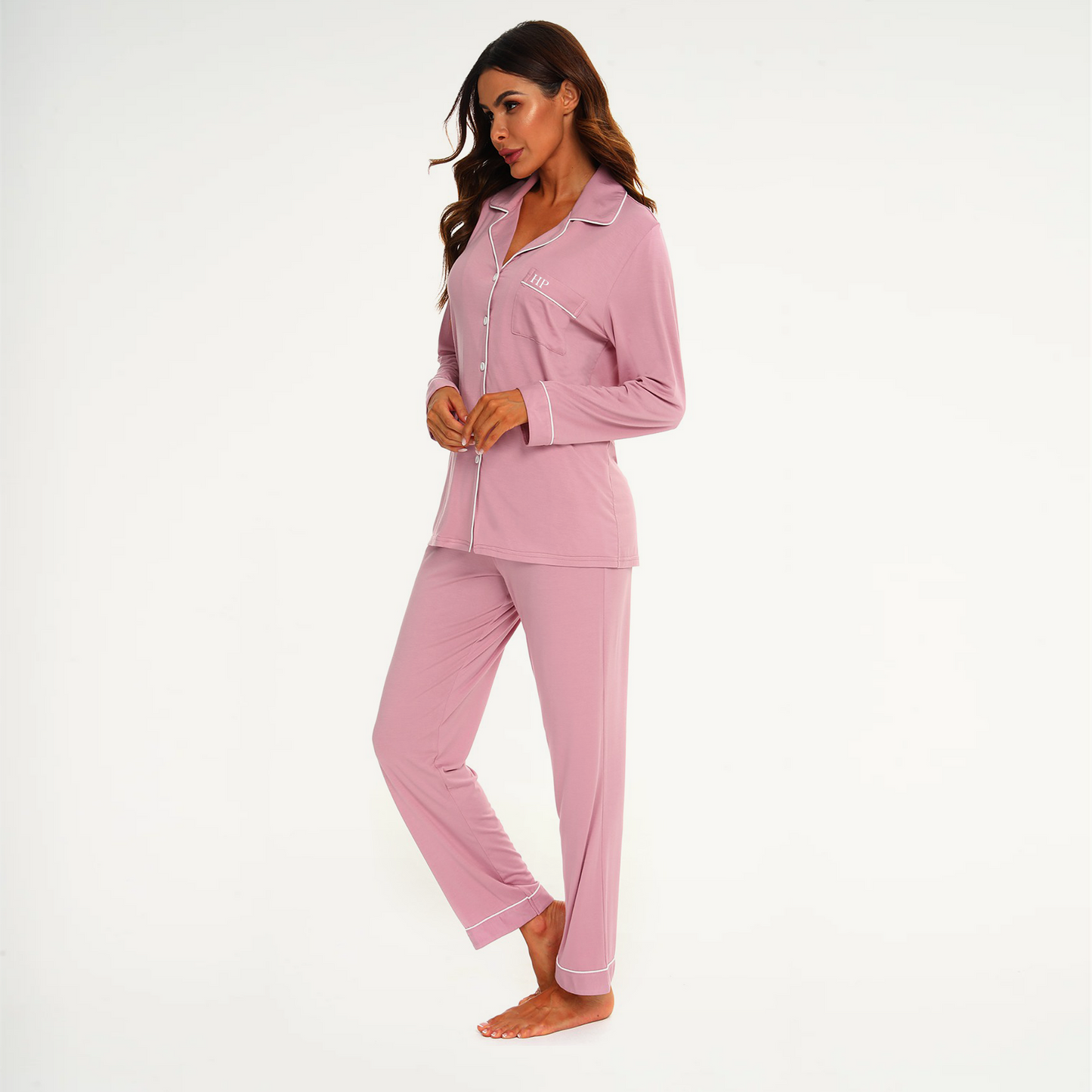 Bamboo Long Pyjama Set - Pink