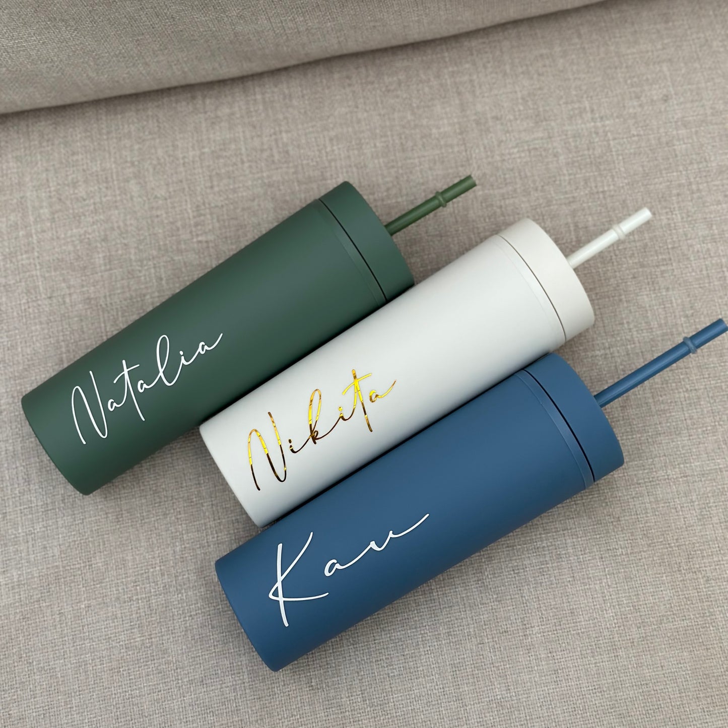 Personalised 16oz 450ml Skinny Cold Cup with Straw & Lid