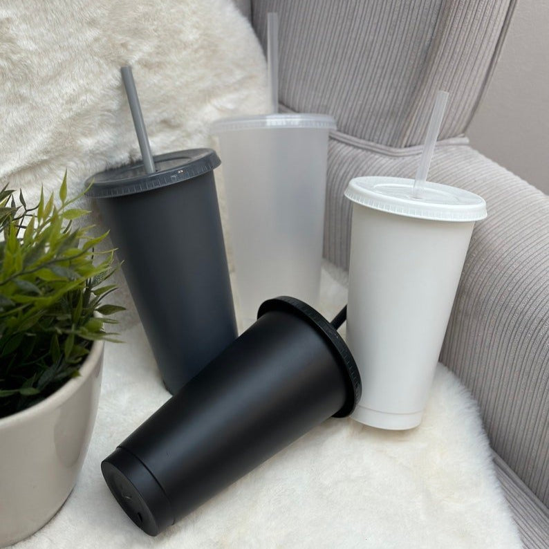 Blank 24oz 700ml Cold Cup with Straw & Lid - SeriouslyPersonal