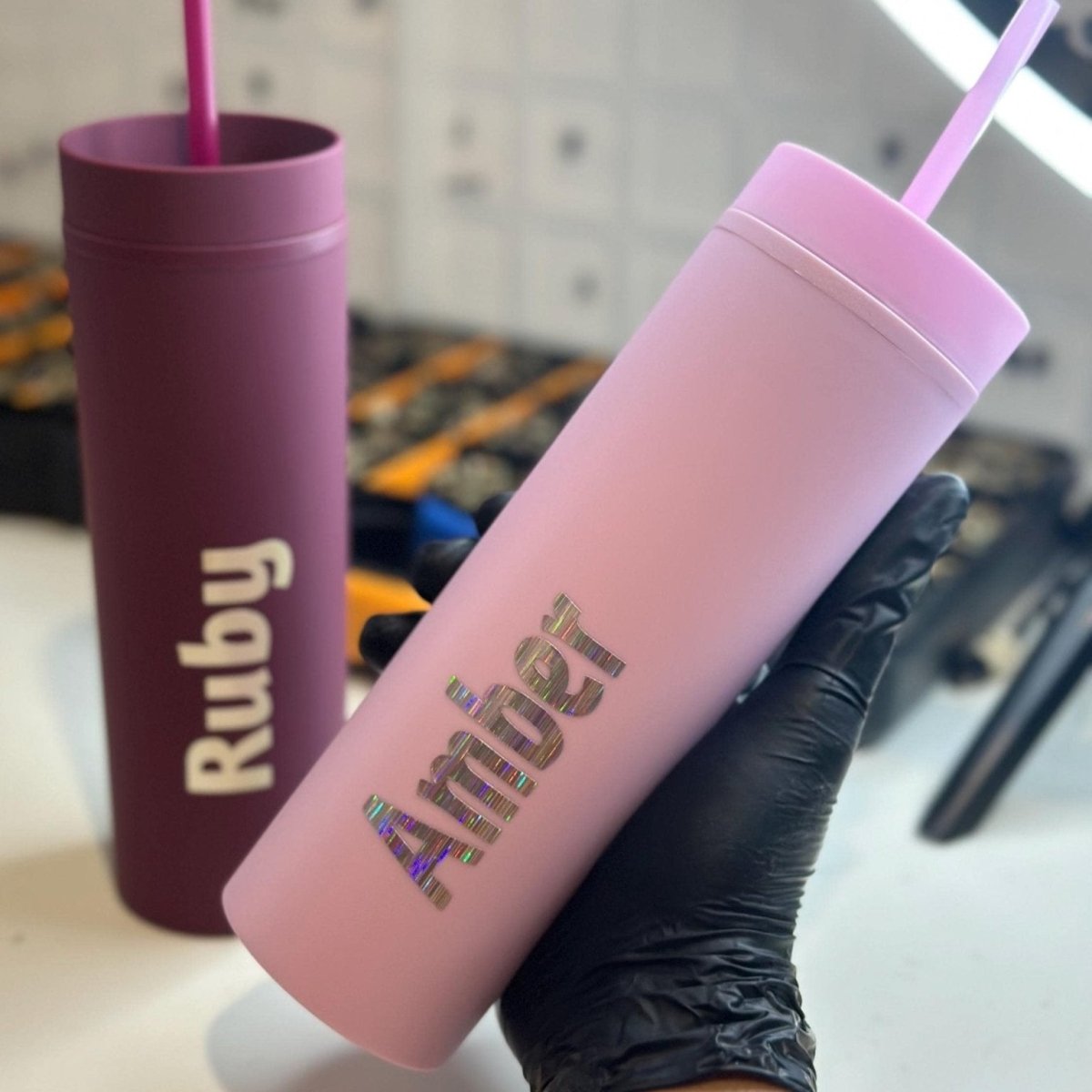 Personalised 16oz 450ml Skinny Cold Cup with Straw & Lid | - SeriouslyPersonal