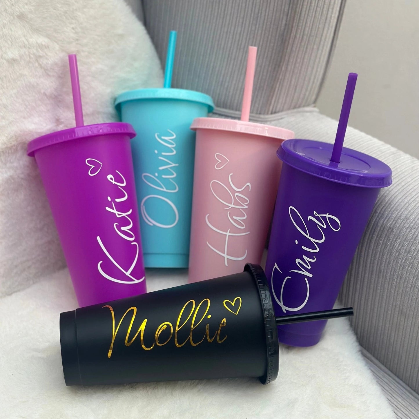 Personalised 24oz 710ml Cold Cup with Straw & Lid | Custom Tumbler | - SeriouslyPersonal