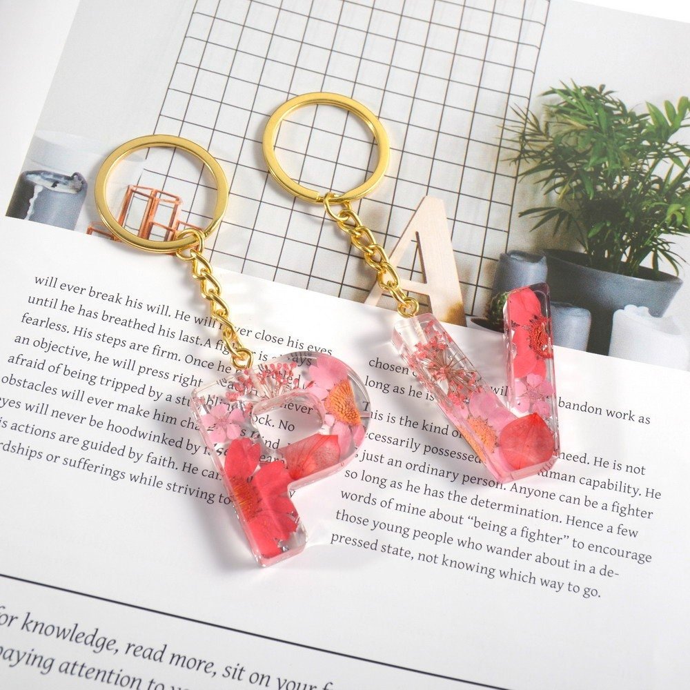 Personalised Resin Initial Keyrings | Custom Handmade Keychain | Cute Flower Charms - SeriouslyPersonal
