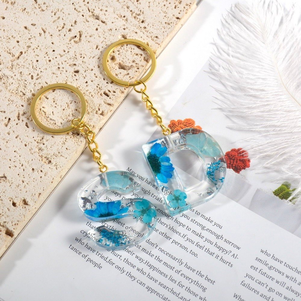 Personalised Resin Initial Keyrings | Custom Handmade Keychain | Cute Flower Charms - SeriouslyPersonal