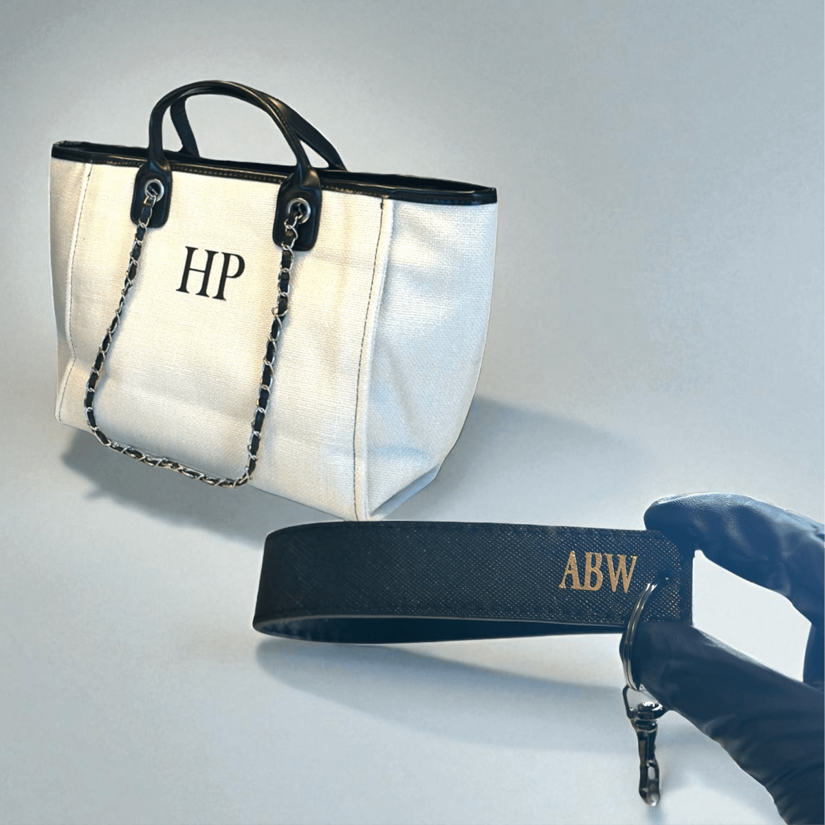 The On - the - Go Set - Cream + All Black Wristlet - SeriouslyPersonal