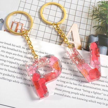 Personalised Resin Flower Initial Keyring’s | Handmade Flower Charms