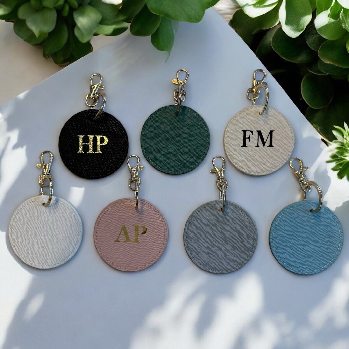 Personalised Circle Keytags In PU vegan leather