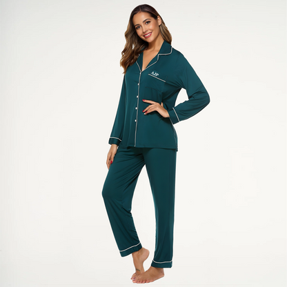 Bamboo Long Pyjama Set - Emerald