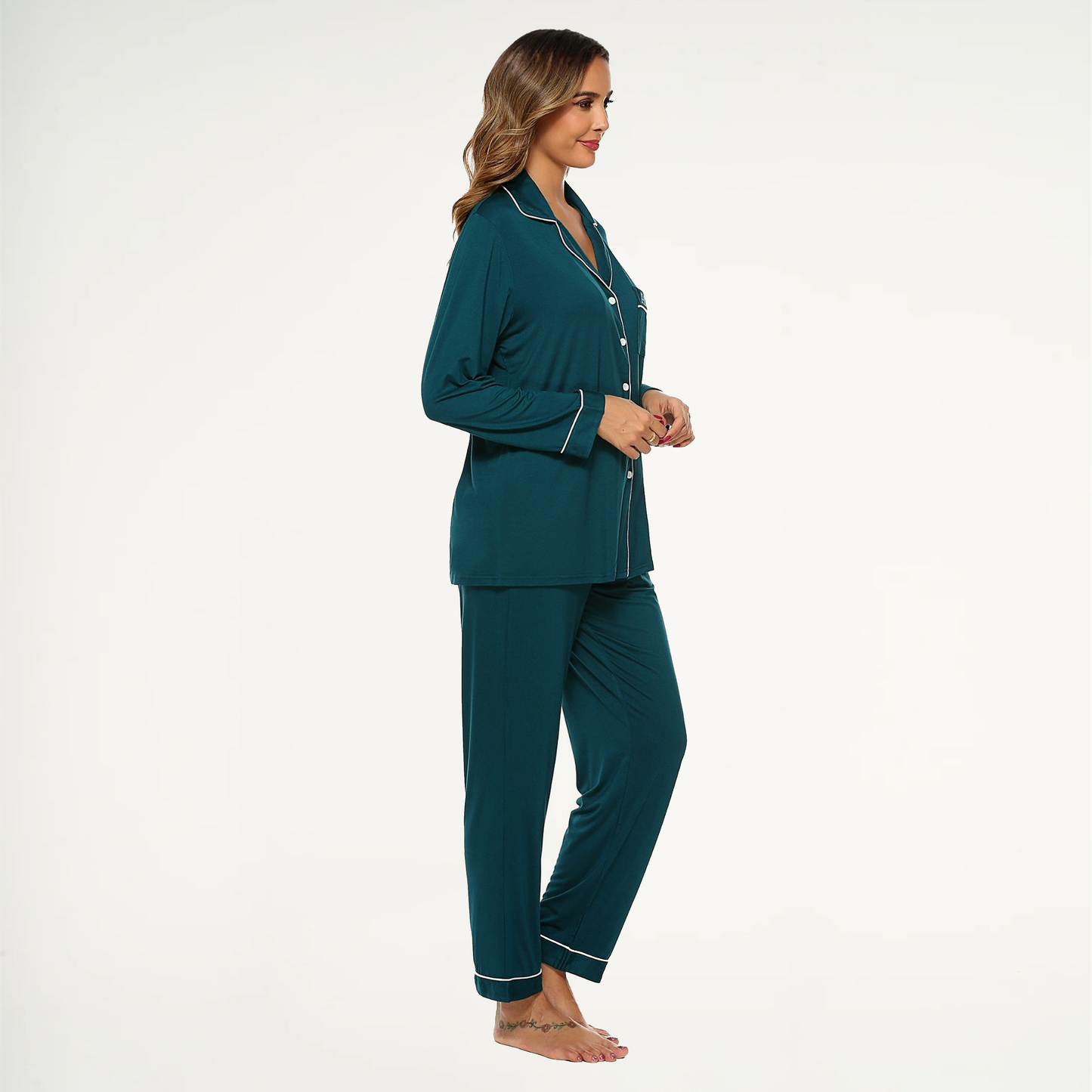 Bamboo Long Pyjama Set - Emerald