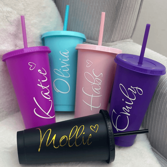 Personalised 24oz 710ml Cold Cup with Straw & Lid | Custom Tumbler - SeriouslyPersonal