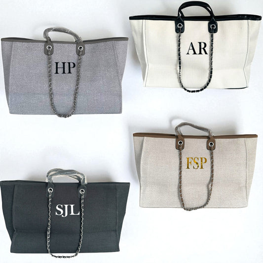 Personalised Large Totebag Handbag With Initials