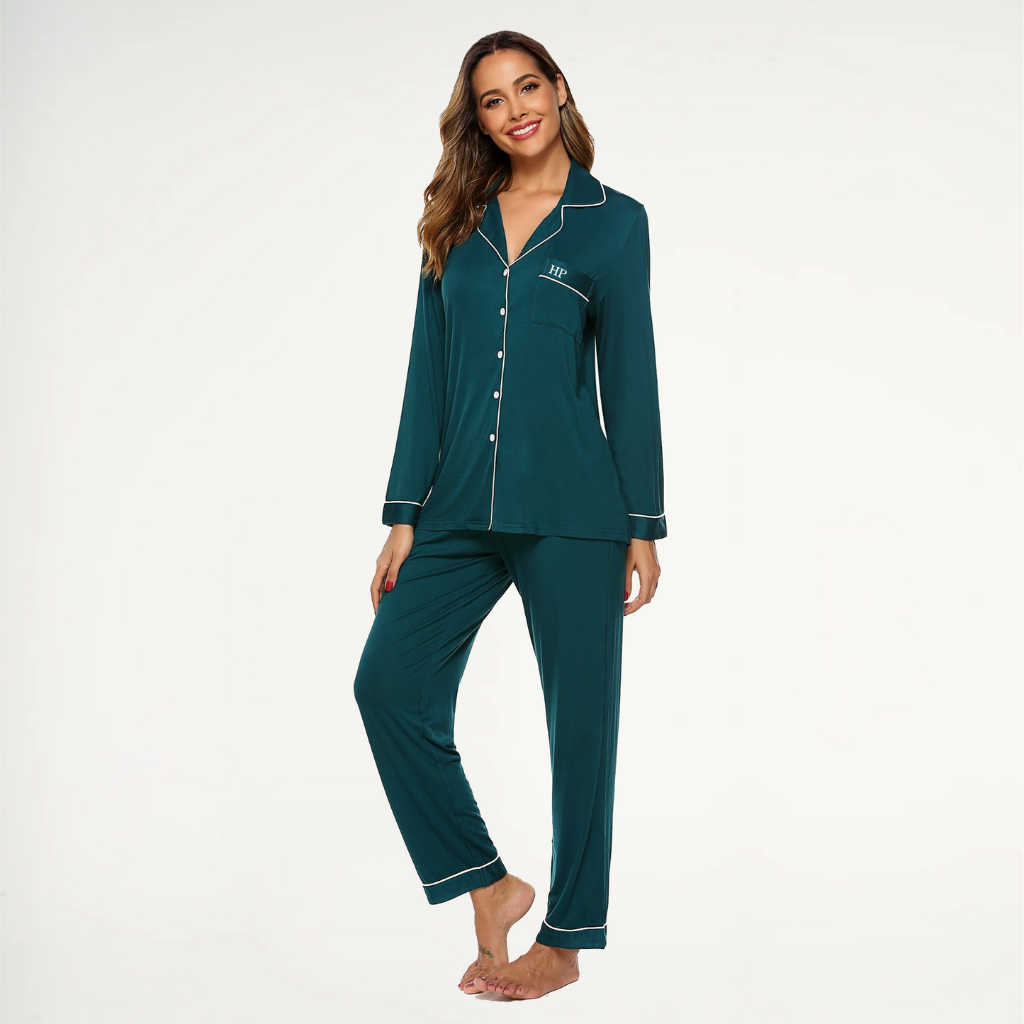 Bamboo Long Pyjama Set - Emerald