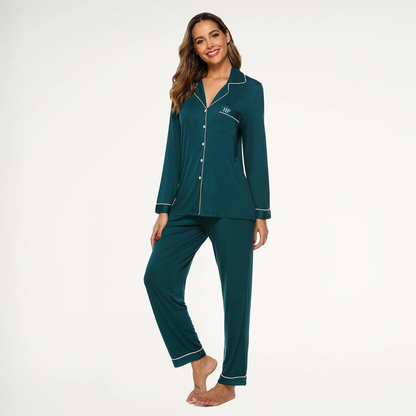 Bamboo Long Pyjama Set - Emerald