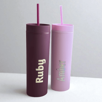 Personalised 16oz 450ml Skinny Cold Cup with Straw & Lid - SeriouslyPersonal