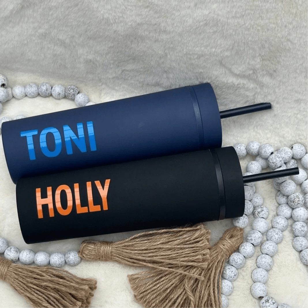 Personalised 16oz 450ml Skinny Cold Cup with Straw & Lid - SeriouslyPersonal