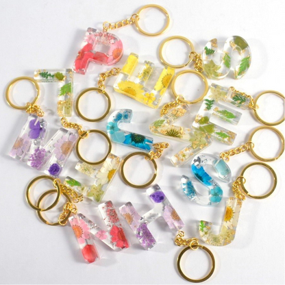 Personalised Resin Flower Initial Keyring’s | Handmade Flower Charms