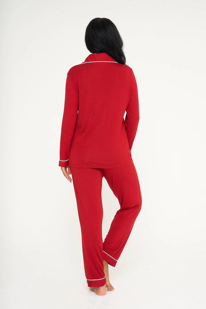 Bamboo Long Pyjama Set - Red