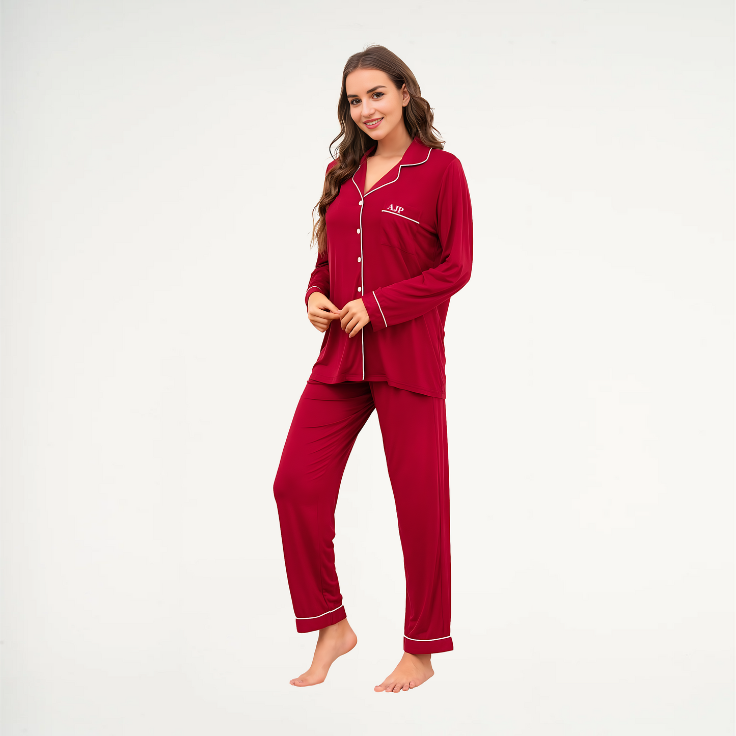 Bamboo Long Pyjama Set - Red