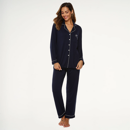 Bamboo Long Pyjama Set - Navy