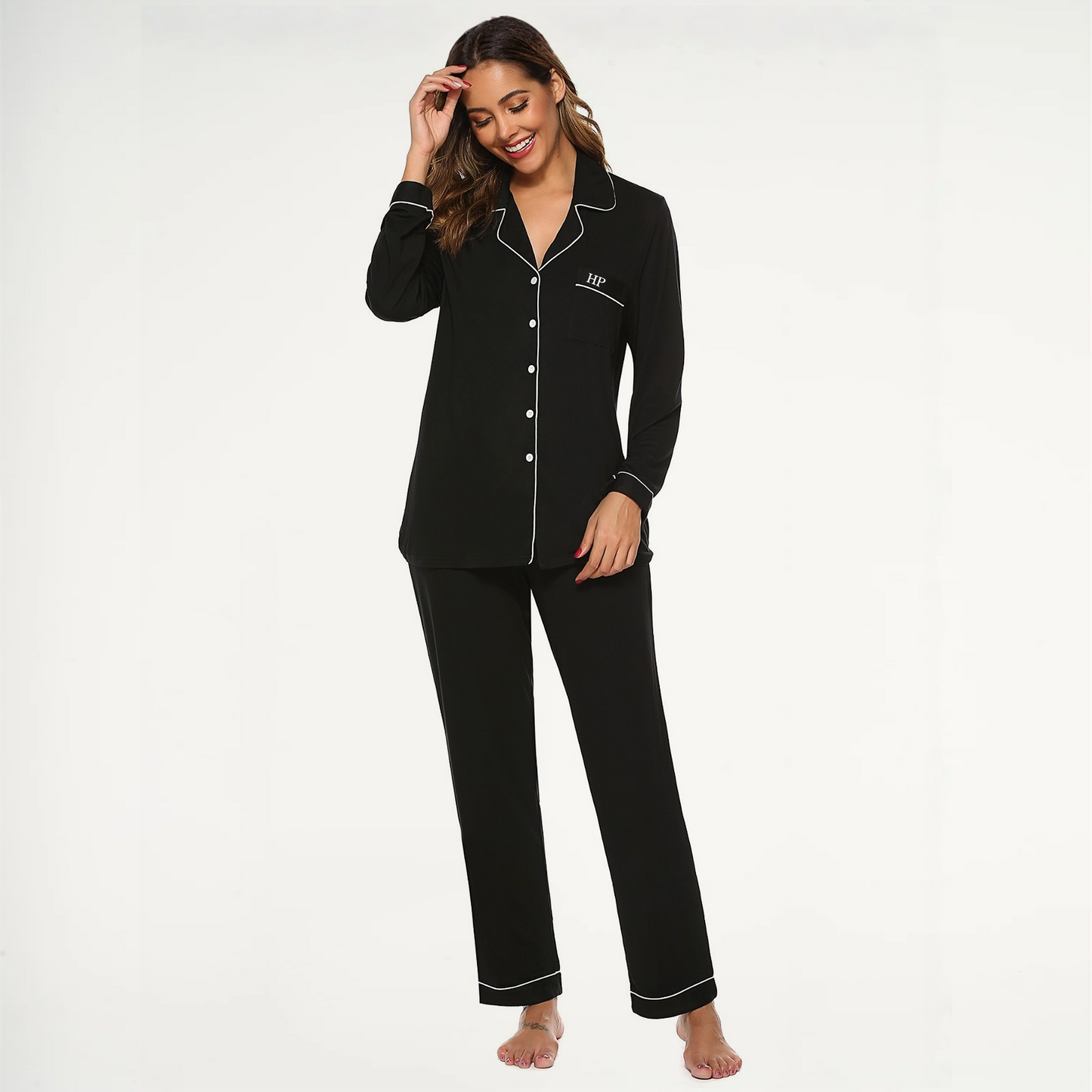 Bamboo Long Pyjama Set - Black