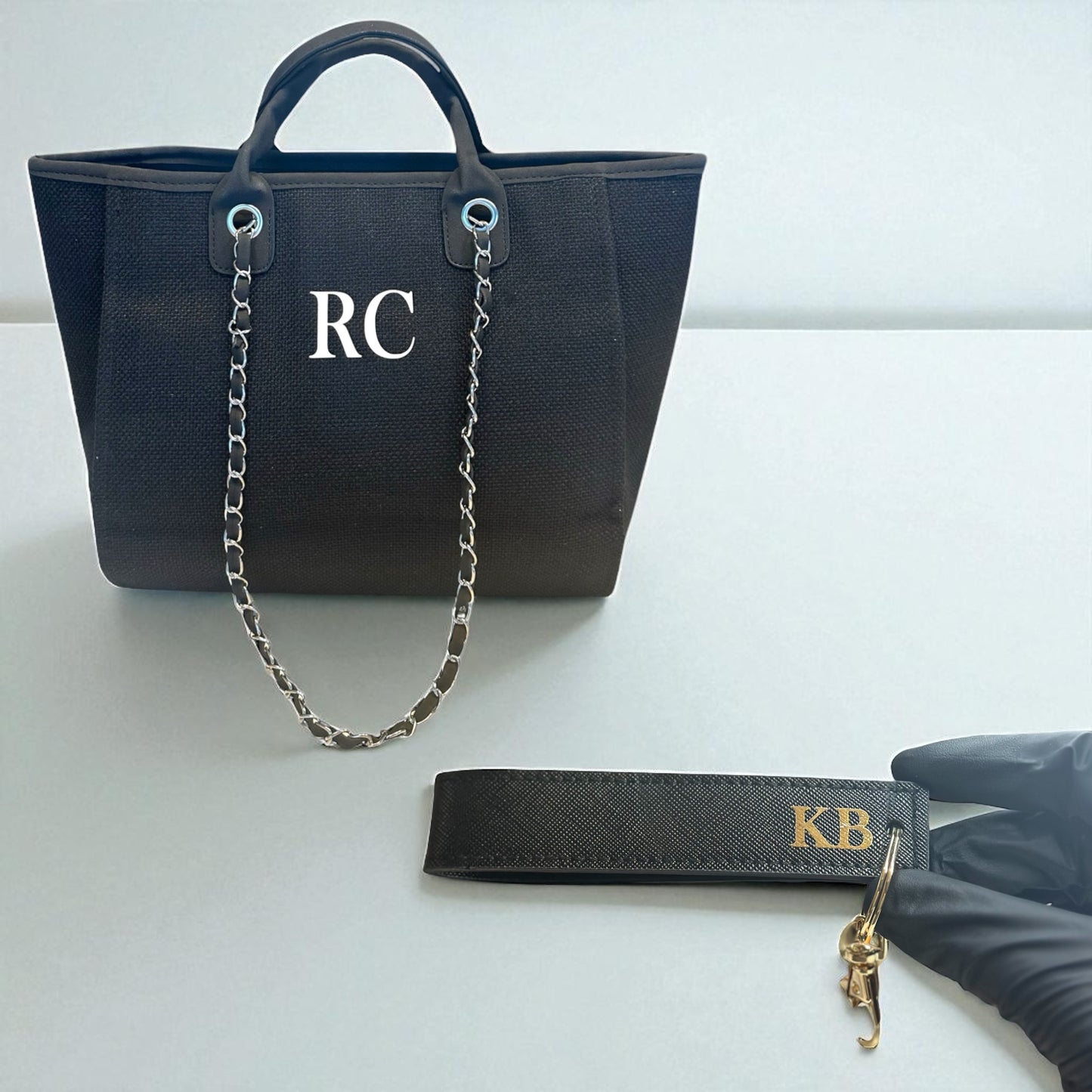 On the Go Set - Black Bag With Black Wristlet Gold Ring