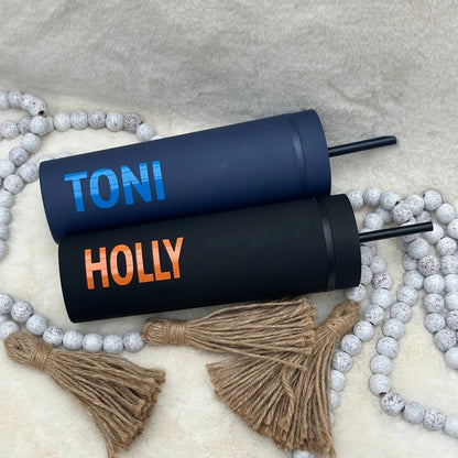 Personalised 16oz 450ml Skinny Cold Cup with Straw & Lid | - SeriouslyPersonal