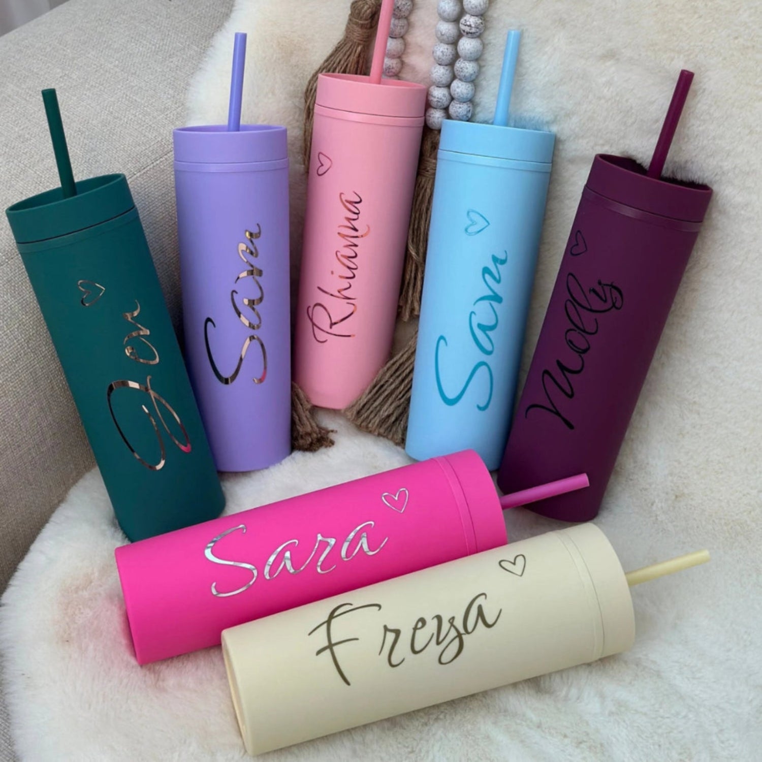 Personalised 16oz 450ml Skinny Cold Cup with Straw & Lid | - SeriouslyPersonal