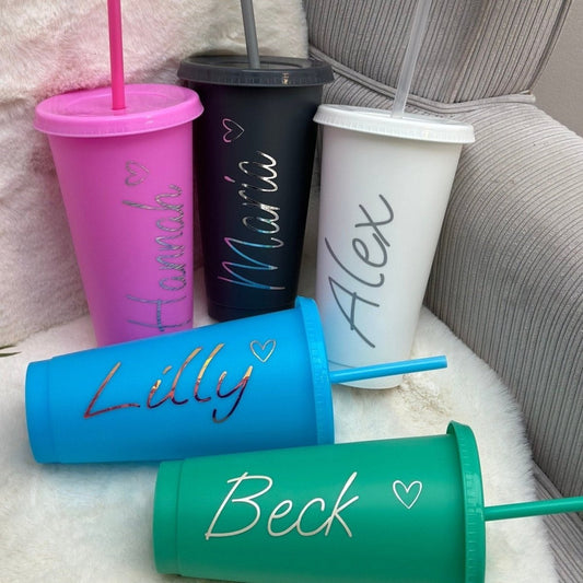 Personalised 24oz 710ml Cold Cup with Straw & Lid | Custom Tumbler | - SeriouslyPersonal