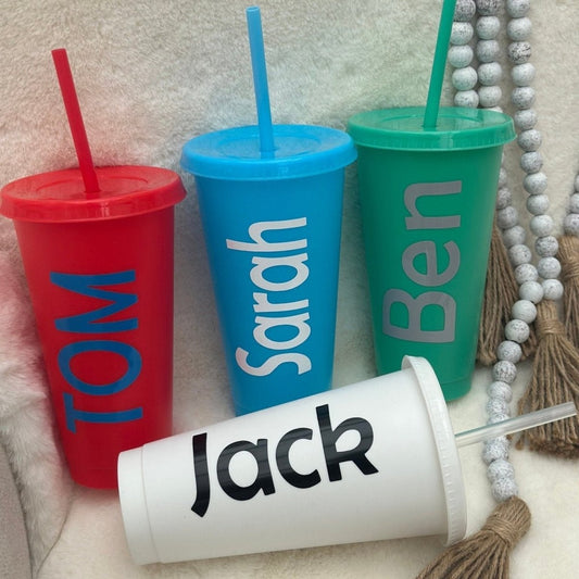 Personalised 24oz 710ml Cold Cup with Straw & Lid | Custom Tumbler | - SeriouslyPersonal