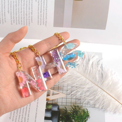 Personalised Resin Initial Keyrings | Custom Handmade Keychain | Cute Flower Charms - SeriouslyPersonal